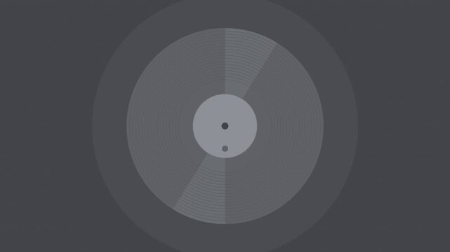 Gray vinyl record spinning smoothly, retro music seamless loop background