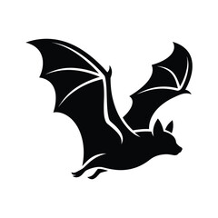 Fototapeta premium Black silhouette of a flying bat on white background