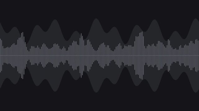 Black voice waveform scrolling smoothly, podcast seamless loop background
