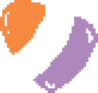 Pixel art Halloween candy corn sweet treats in orange and purple for 8-bit retro gaming decoration on transparents background png