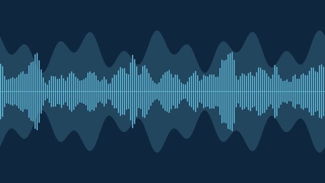 Blue voice waveform scrolling smoothly, podcast seamless loop background