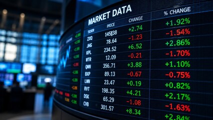 Fototapeta premium Global Stock Market Trading Dashboard with Real-Time Financial Data and Market Performance
