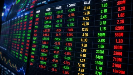 Fototapeta premium Global Stock Market Trading Dashboard with Real-Time Financial Data and Market Performance