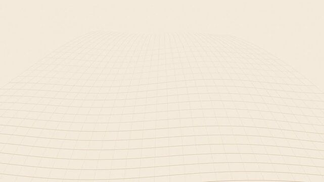 Beige wireframe wave mesh undulating in perspective, tech seamless loop background