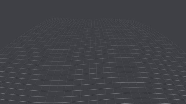 Gray wireframe wave mesh undulating in perspective, tech seamless loop background
