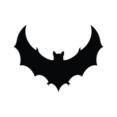 Fototapeta premium Black bat silhouette with spread wings, isolated