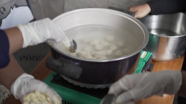 indonesian food called "bakso ikan" that create by mothers on the cooking training