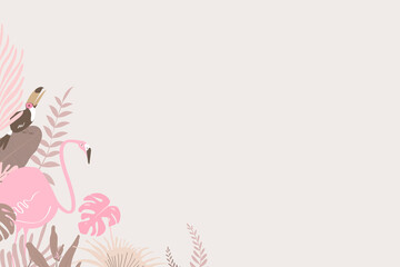 Pink tropical toucan bird border, beige design © Rawpixel.com