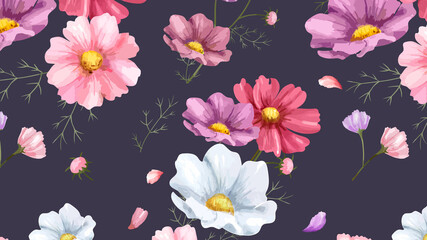 Fototapeta premium Watercolor pink flower desktop wallpaper
