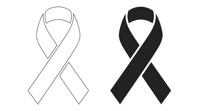 Breast cancer awareness ribbon black white symbol for october month campaigns