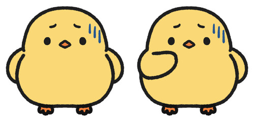落ち込む、引いているヒヨコのイラストセット © とりあいす