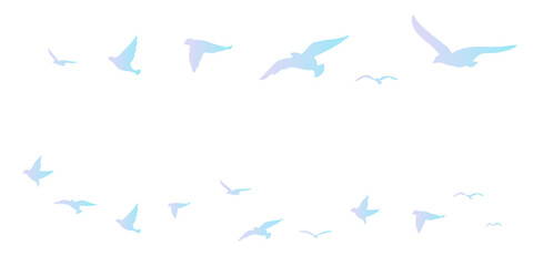 Fototapeta premium 大空を飛ぶ鳥のシルエットのフレームイラスト 背景イラスト