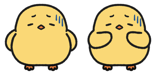 落ち込むヒヨコのイラストセット © とりあいす
