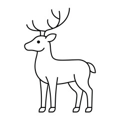 Fototapeta premium Black line of a deer with antlers