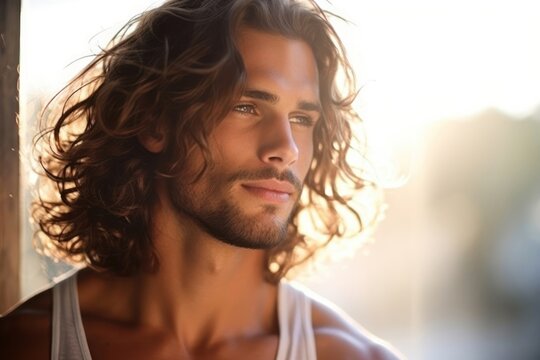 Medium hair adult man contemplation.