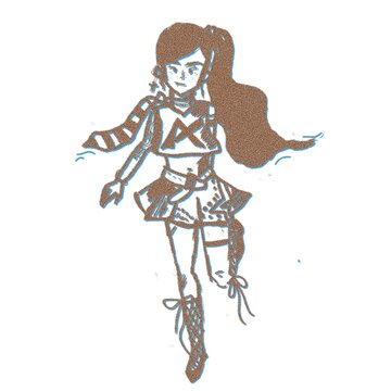 Cute anime girl line art illustration with long ponytail, manga style character isolated on white background for stickers, prints and design.