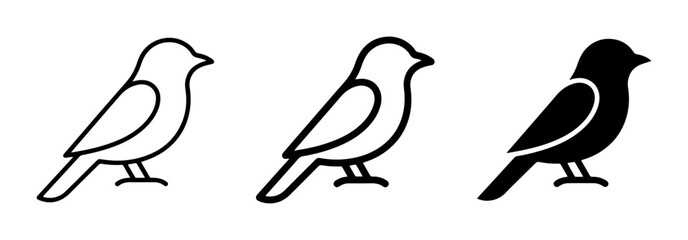 Bird Icons Set: Outline, Line Art, Silhouette Vector Graphics for Nature and Wildlife Designs © Atique