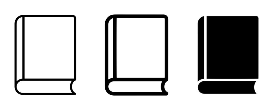 Book Icons, Simple Vector Illustrations of Open and Closed Books, Educational Symbols