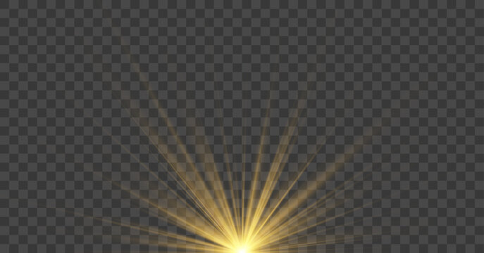 Lens flare PNG transparent sunlight overlay with bright sunshine glow and optical burst for vibrant summer spring sky weather illustration abstract design.