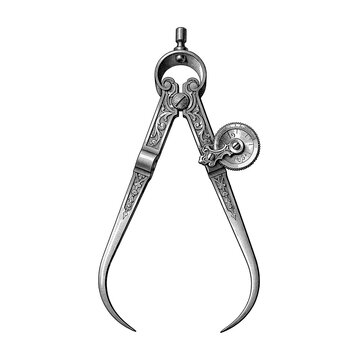 Victorian anatomical measuring calipers with engraved precision adjustment mechanism