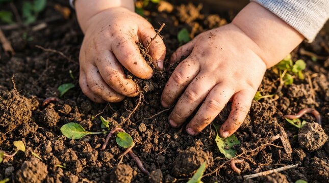 Child Hands Soil Gardening Microbiome Nature Connection