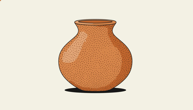 Clay pot icon with a rustic texture and shadow on a light background representing traditional pottery and ancient vessel.
