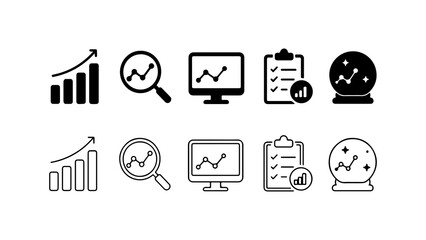 Fototapeta premium Data Analysis Financial Growth Report and Market Prediction Vector Icon Set