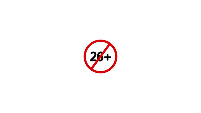 26+ content rating, age limit permanent, Saigon animation, movies and gaming, parental guidance warning, motion graphics video with transparent white background.