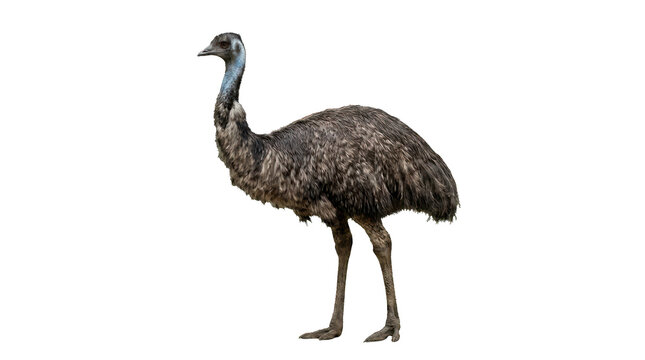 Full Body Portrait of an Australian Emu Isolated on Black
