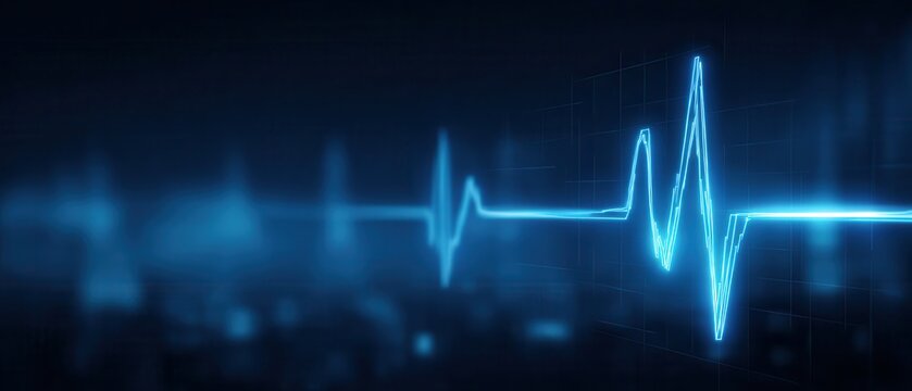 Glowing EKG heartbeat displaying critical medical data visualizes performance tracking for health asset protection strategies.