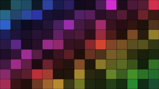 Abstract Colorful Pixel Grid Moving Neon Light Animation Background.