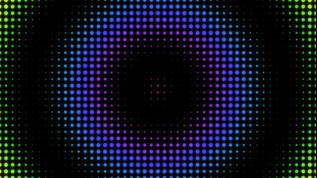 Abstract Glowing Dot Matrix Background Animation with Dynamic Color Changes.