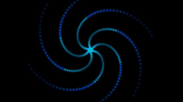 Mesmerizing Neon Blue Spiral Particle Vortex Motion Background Loop.
