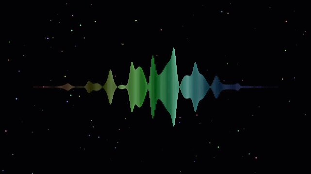 Colorful Audio Waveform Visualizer Pulsing in Space.