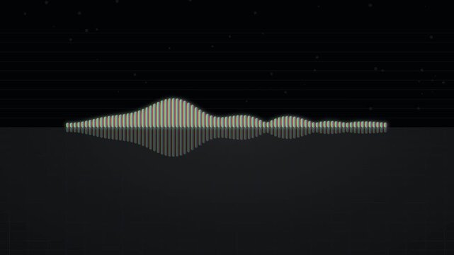 Dynamic Audio Waveform Visualization in Neon Colors Against Dark Background.