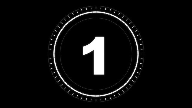 Digital Countdown Clock Timer From Four To One With Circular Graphic Frame Animation.