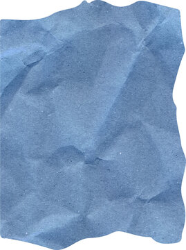 Blue Crumpled Paper Texture with Torn Edges and Wrinkled Surface for Background and Crafting Mockup Designs