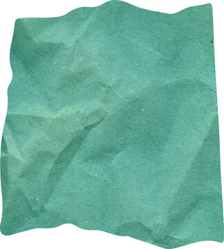 Turquoise crumpled paper texture with torn edges and wrinkled surface teal scrap paper for graphic design background and note template