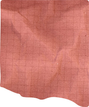 Terracotta Crumpled Grid Paper Texture with Wrinkled Surface and Vintage Aesthetic Reddish Brown Graph Sheet for Background and Graphic Design