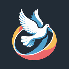 Fototapeta premium White Dove in Flight Symbol.