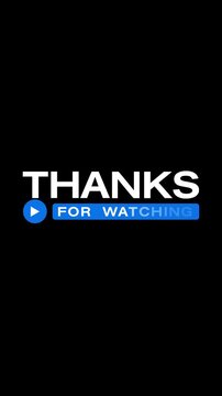 Vertical video animation of a text animation of Thanks for watching on a black background. Animation for the end of a video. - Alpha channel - Seamless loop - Suitable for video blog. 