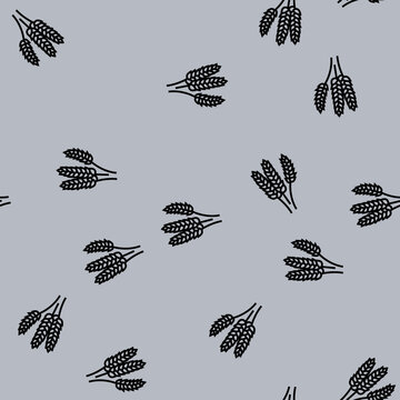 ears of wheat harvest vector line seamless pattern ears of wheat harvest sign illustration