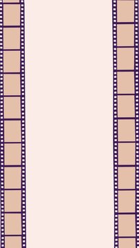 Minimal vertical film strip frame with clean center space for titles, photos, or video content
