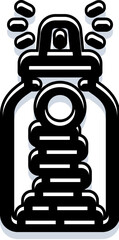 Spray can aerosol container with a nozzle and expanding spray dots, representing street art, graffiti, painting, and creativity in a minimal black and white style