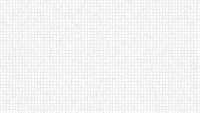 A square grid pattern featuring small black specks scattered across the lines, creating a textured graph paper effect on a white background surface