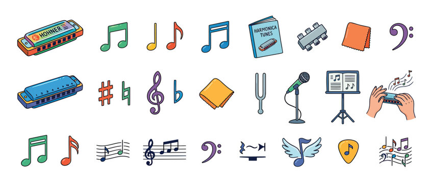Musical Instruments and Symbols Flat Illustration