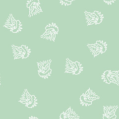 Obraz premium rooster animal zoo vector line seamless pattern rooster animal zoo sign illustration