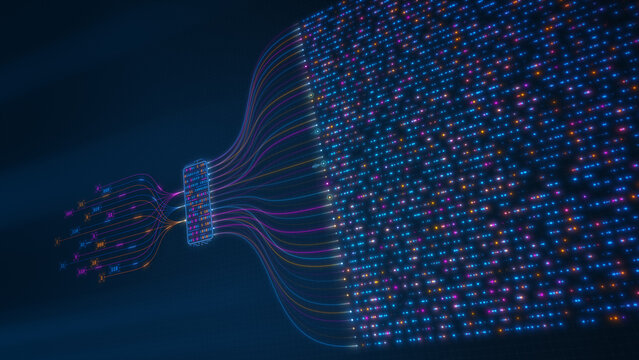 Digital Data Transformation Through Intelligent Information Processing Network Illustration