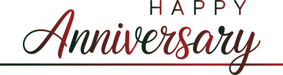 Fototapeta premium Happy anniversary cursive text design with elegant pink and black color isolated on white background, Vector, illustration