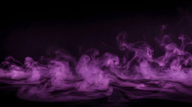 Abstract purple smoke swirling on a black background creating a mysterious and eerie halloween background perfect for festive holiday designs and dark atmospheric digital projects